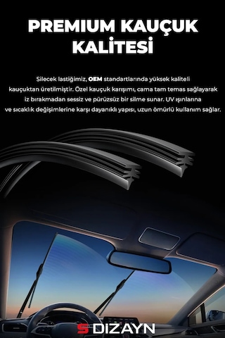S-dizayn Vw Jetta Ön Cam Silecek Seti 2010-2019 Premium Araca Özel 60-48 Cm A+ Kalite