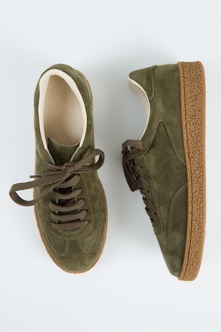 Krahe Palminteri Erkek Hakiki Deri Bağcıklı Haki Sneakers