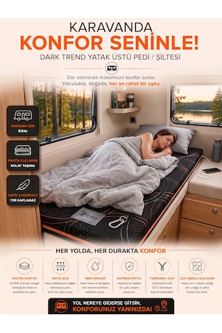 Dark Plus Topper, Yatak Pedi, Şilte, Misafir Yatağı, Yer Yatağı, Yer Minderi 24 Dns Sünger Dark Trend Kumaş Fermuarlı Yıkanabilir Kılıf Zishhome Karavan, Tiny House, Bungalov Kılıflı