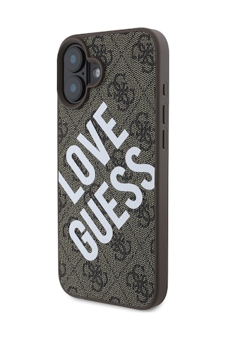 Apple Uyumlu iPhone 16 Plus Kılıf Guess Lisanslı Bi Love Guess Kapak Kahverengi