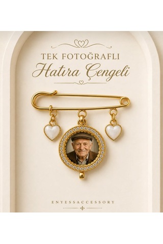 Kişiye Özel 1 Fotoğraflı Hatıra Çengeli - Anı Çengeli Gold