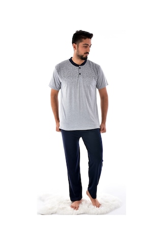 Pemilo 5064 - 1 1030 Kısa Kol Süprem Erkek Pijama Takımı Gri