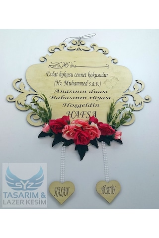 Syztasarim Ahşap Bebek Odası Kapı Süsü