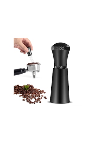 Honmex Espresso Kahve Tozu Karıştırıcı Seti: Alüminyum Kollü, 7+10 Paslanmaz Çelik İğne Ve Tabanlı Tutucu Siyah Siyah