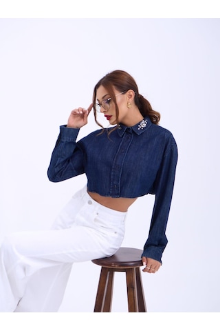 Gülsüm Aydın 6603 Kot Bluz-mavi Mavi