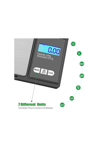 Konesam El Tipi Hassas Dijital Terazi, 0.03g-500g Doğruluk, 7 Ölçüm Birimi G/gn/oz , Lcd Ekranlı, Taşınabilir Mutfak Ve Altın Terazisi Çok Renkli