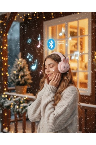 Mey İthalat Şarjlı Kablosuz Tavşan Tasarımlı Bluetooth Kulaklık Tf Kart Girişli