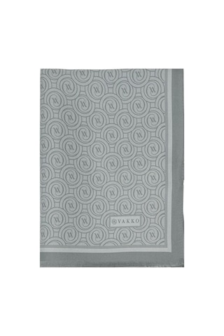 Vakko Twill İpek Şal - Helezon Monogram - Gri Füme