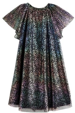 Kız Çocuk Renk Geçişli Astarlı Renkli Şık Elbise