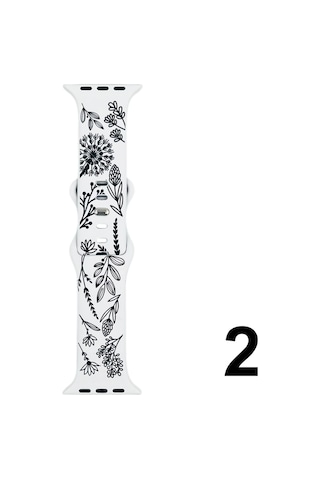 Nettech Apple Uyumlu Watch Seri 42/44 Mm Desenli Silikon Kordon - Beyaz