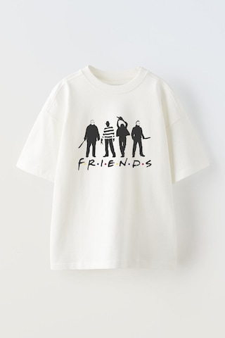 Thewert Unisex Firends Kötü Karakterler Tasarım Baskılı Pamuk Beyaz Oversize T-shirt