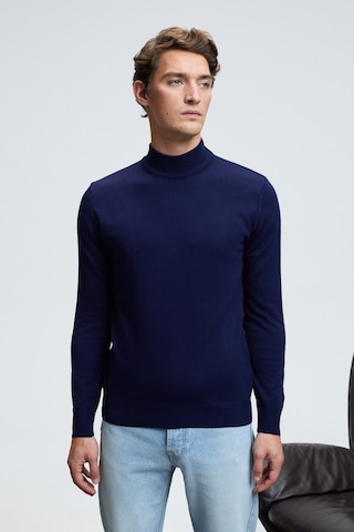 Grimelange REBEL Erkek Yarım Balıkçı Yaka Basic Slim Fit Triko Lacivert Kazak