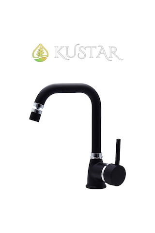 Kustar Varna Siyah 360 Oynar Başlıklı Aç Kapa Sıcak Soğuk Banyo Lavabo Bataryas