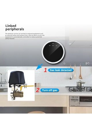 Ximistore9 Kablosuz Gaz Alarm Dedektörü - Wifi Bağlantılı, Otomatik Gaz Kesme, 80 Db Yüksek Sesli Alarm