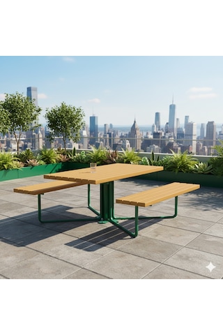 Ahşap Piknik Masası, 145cm Metal Ayaklı Sırtlıksız-426