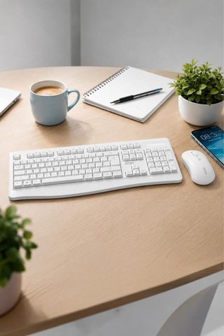Premium Fare Cihaz Arayüz Usb Alıcılı Kablosuz Q Klavye Mouse Seti Kn230 Beyaz Diğer