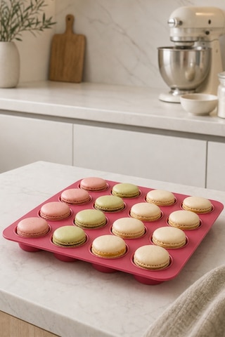İronika Silikon Makaron Mini Muffin Kek Kalıbı 16 Bölmeli Çok Renkli