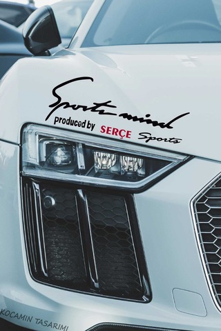 Tofaş Serçe Sport Mind Şeritli Far Sticker Özel Tasarım Siyah Kırmızı Yazılı Oto Sticker Serçe Yazılı Siyah & Kırmızı