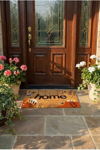 Esnature Home Bohem Temalı Dağ ve Yaprak Desenli Kapı Önü Paspas