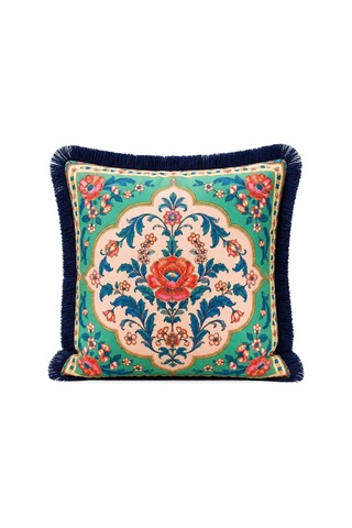 Oriental Bloom Çiçek Desenli 4 Lü Saçaklı Kırlent Kılıfı 45 x 45