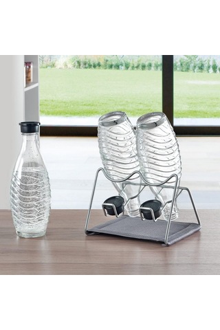 Lexroo Sodatex 2 - Çift Şişe Rafı. Gri Renkte Polytherm Kaplama. Boyutlar: 21x17x14 Cm