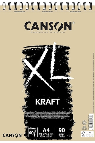 Canson Spp Canxl Kraft 60S A4 90G Brun Kraft Blok