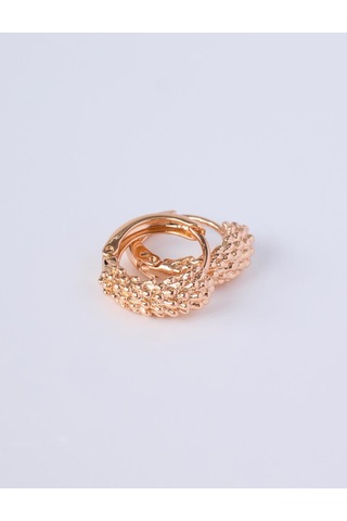 Jimmy Key Altın Rengi %100 Pirinç Dokulu Halka Küpe 6ww439859150