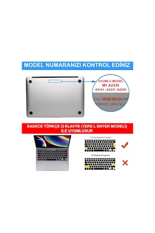 Apple Uyumlu MacBook Pro 2020 13 Inch A2289-A2251 Türkçe Klavye Koruyucu Kılıf