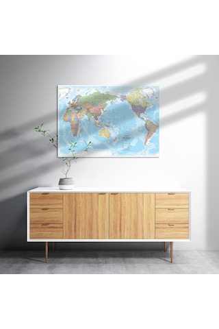 Cakasepetim Modern Ve Güncel Dünya Haritası Ahşap Mdf Tablo