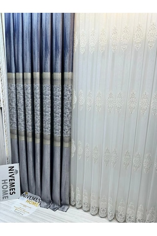 Nivemeshome Kehribar Ft614162 Gümüş 1/3 Sık Pileli Fon Perde Apm Gümüş