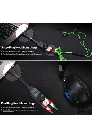 Xindoker Gs3 Usb 7.1 Sanal Ses Kartı - Sessiz Tuşlu, Sürücüsüz, Pc/laptop Uyumlu, Siyah