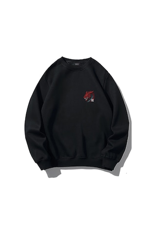 Brz Collection Unisex Oversize Red Dragon Sweatshirt Siyah