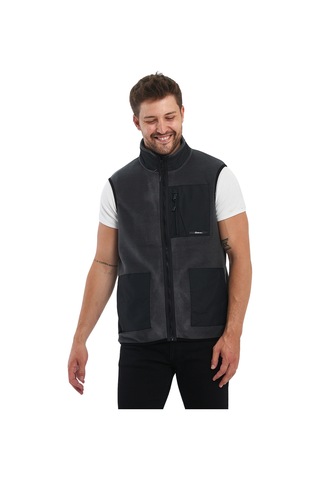 Adams Erkek Polar Kolsuz Çift Renk Yelek 3 Cepli Comfort Fit Antrasit