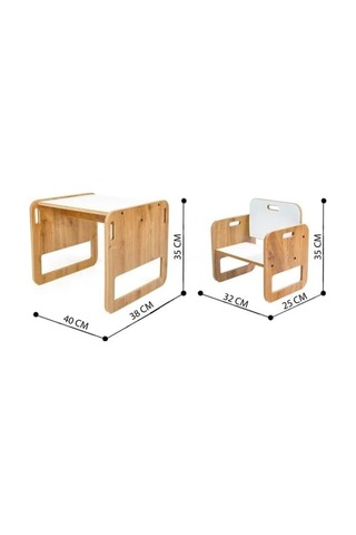 Mınera Serçe 1 Masa Ve 1 Sandalye Naturel&beyaz Çok Renkli