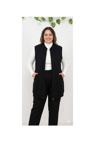 Butik Kadın Tesetür Yelek Siyah Siyah