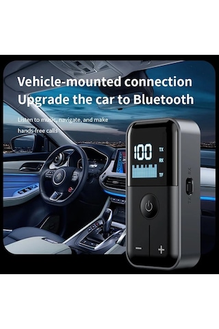 2 Si 1 Arada Bluetooth 5.4 Ses Alıcı & Verici 3.5mm Aux, Tf Kart Çalar, Led Ekranlı Kablosuz Adaptör, Dahili Pil, Araba, Tv, Pc & Hoparlör İçin Stereo Müzik Aktarıcı M20