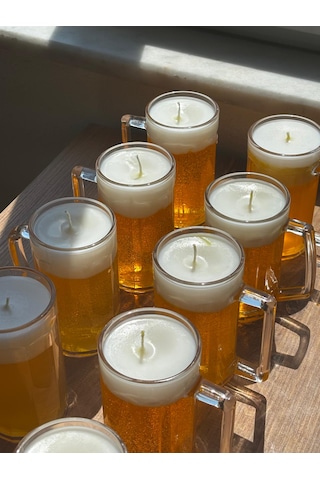 Bira Mum Dekoratif Mum Bira Sarı