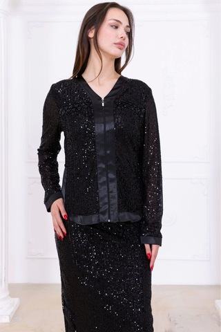 V Yaka Payetli İkili Takım 4716-siyah Siyah