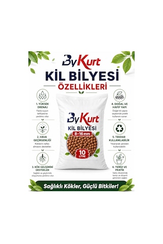 Kil Bilyesi 10 Litre 8-16 Mm Doğal Drenaj Taşı Saksı Bitkileri, Bahçe, Orkide Ve Hidroponik Kullanım 10 L