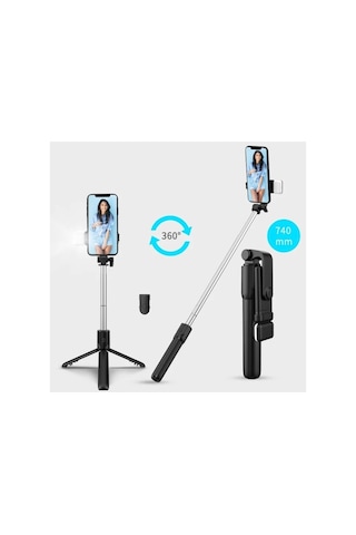 Bluetooth Lu Led Işıklı Selfie Çubuğu Uzaktan Kumandalı Yatay Özçekim Tripod