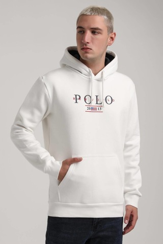 Kapüşonlu Ekru Slim Fit Full-zip Sweatshirt 24fwm64073 Ekru