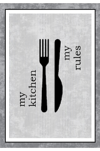 Dijital Baskılı Dekoratif Kaymaz Taban Yıkanabilir My Kitchen Desenli Halı Mutfak Halısı Yolluk Salon Halısı