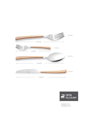 Karaca  Melia Platin 6 Kişilik 24 Parça Çatal Kaşık Bıçak Takımı