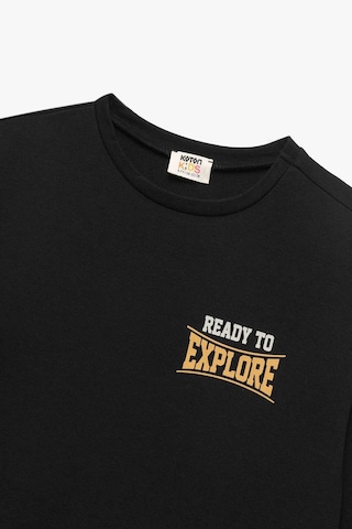 Koton Erkek Çocuk Baskılı Uzun Kollu Bisiklet Yaka Sweatshirt Siyah