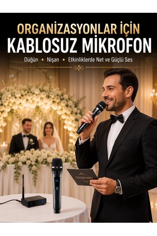 Kablosuz El Mikrofonu Seti Uhf Dijital Ekranlı Çift Mikrofonlu Şarj Edilebilir Mh-hs5164-4487