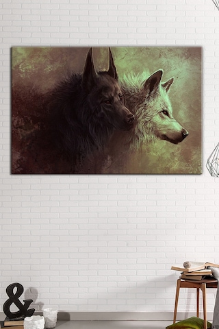 Kurtlar Bir Çift Kurt Dekoratif Kanvas Tablo 120 x 80
