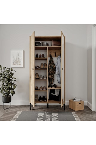 Massimo Aynalı,kapaklı,raflı Portmanto/ayakkabılık %100mdf