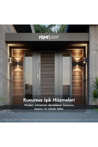 FoneLight Gala Duo 21 cm Çift Yönlü LED Duvar Apliği Antrasit Alüminyum Cam Detaylı IP65 Dış Mekan Bahçe Aydınlatması 3000K