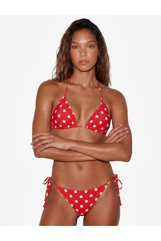 Koton Koton X Sibil Çetinkaya - Bağlamalı Yanları İpli Puantiyeli Bikini Altı Kırmızı Desenli 6sak00222mm