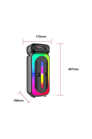 Karaoke Mikrofonlu Bluetooth Hoparlör Led Işıklı Taşınabilir Kablosuz Müzik Çalar